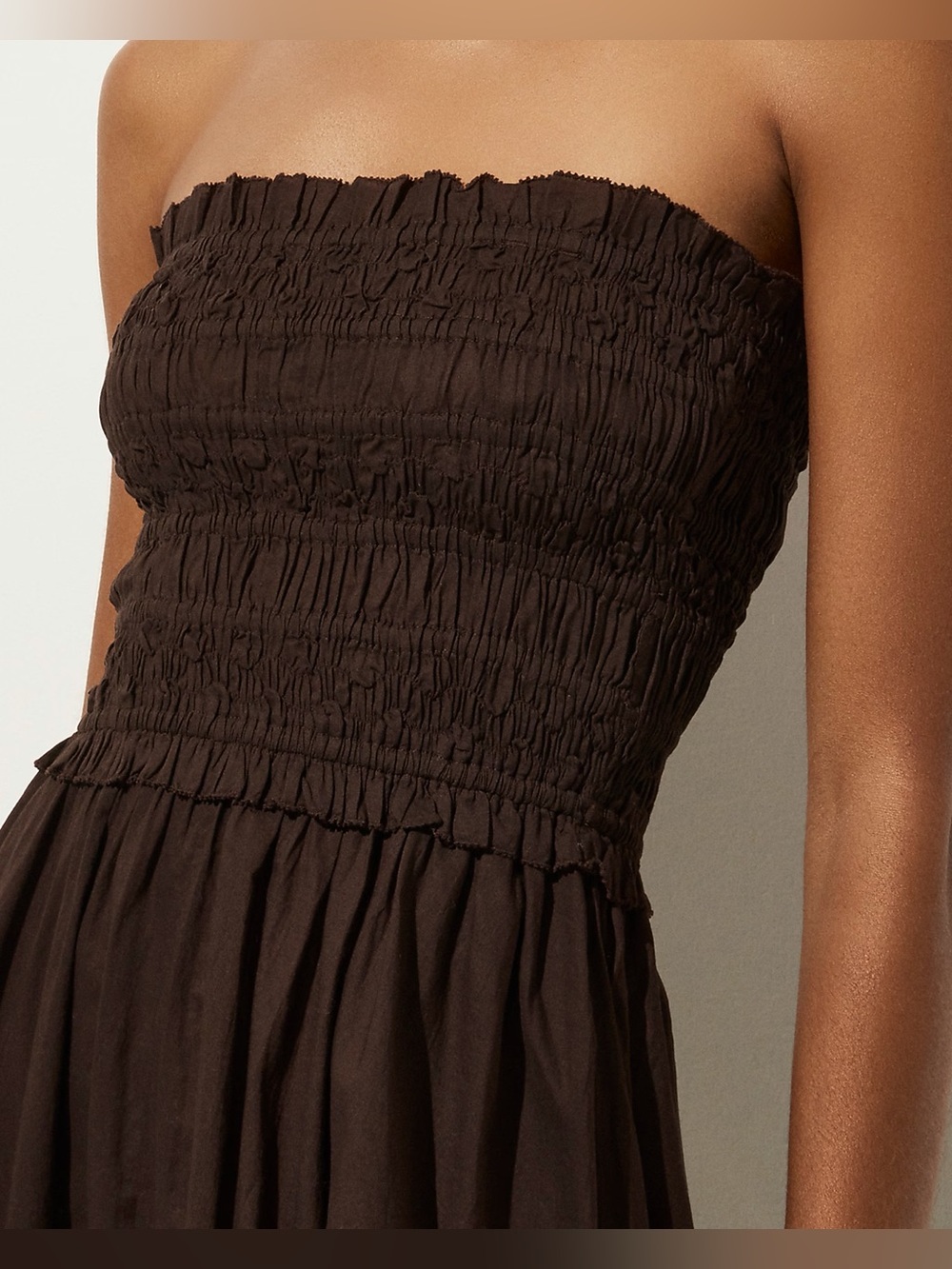 J.Crew Smocked maxi dress in cotton voile in inky espresso - Picture 2 of 9